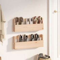 vidaXL Estantes para zapatos de pared 2 uds madera de pino 59x9x23 cm