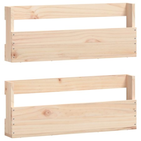 vidaXL Estantes para zapatos de pared 2 uds madera de pino 59x9x23 cm
