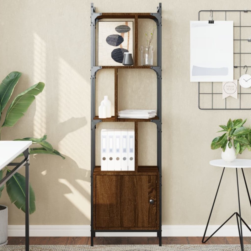 vidaXL Estantería con puerta madera marrón roble 44,5x30x154,5 cm