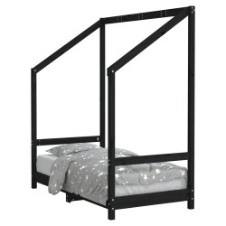vidaXL Estructura de cama para niños madera de pino negro 70x140 cm