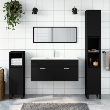vidaXL Armario de baño con espejo madera de ingeniería negro