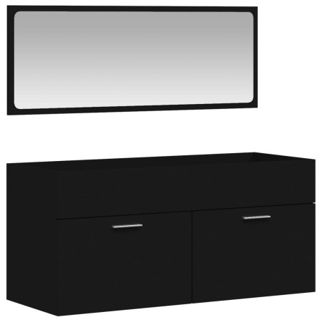 vidaXL Armario de baño con espejo madera de ingeniería negro