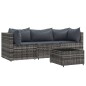 vidaXL Set de muebles de jardín 4 pzas y cojines ratán sintético gris vidaXL Set de muebles de jardín 4 pzas y cojines ratán sintético gris