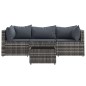 vidaXL Set de muebles de jardín 4 pzas y cojines ratán sintético gris vidaXL Set de muebles de jardín 4 pzas y cojines ratán sintético gris