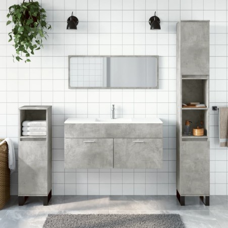 vidaXL Armario de baño con espejo madera de ingeniería gris hormigón