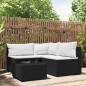 vidaXL Juego de jardín con cojines 4 piezas ratán sintético negro vidaXL Juego de jardín con cojines 4 piezas ratán sintético negro