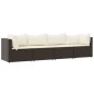 vidaXL Set muebles de jardín 4 piezas y cojines ratán sintético marrón vidaXL Set muebles de jardín 4 piezas y cojines ratán sintético marrón