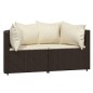 vidaXL Set muebles de jardín 3 piezas y cojines ratán sintético marrón vidaXL Set muebles de jardín 3 piezas y cojines ratán sintético marrón