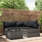 vidaXL Set de muebles de jardín 4 pzas y cojines ratán sintético gris vidaXL Set de muebles de jardín 4 pzas y cojines ratán sintético gris