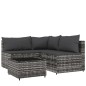 vidaXL Set de muebles de jardín 4 pzas y cojines ratán sintético gris vidaXL Set de muebles de jardín 4 pzas y cojines ratán sintético gris