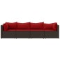 vidaXL Set muebles de jardín 4 piezas y cojines ratán sintético marrón vidaXL Set muebles de jardín 4 piezas y cojines ratán sintético marrón