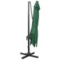 vidaXL Sombrilla voladiza con poste y luces LED verde 300 cm