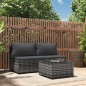 vidaXL Set de muebles de jardín 3 pzas y cojines ratán sintético gris vidaXL Set de muebles de jardín 3 pzas y cojines ratán sintético gris