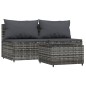 vidaXL Set de muebles de jardín 3 pzas y cojines ratán sintético gris vidaXL Set de muebles de jardín 3 pzas y cojines ratán sintético gris