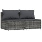 vidaXL Set de muebles de jardín 3 pzas y cojines ratán sintético gris vidaXL Set de muebles de jardín 3 pzas y cojines ratán sintético gris