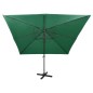 vidaXL Sombrilla voladiza con poste y luces LED verde 300 cm