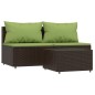 vidaXL Set muebles de jardín 3 piezas y cojines ratán sintético marrón vidaXL Set muebles de jardín 3 piezas y cojines ratán sintético marrón