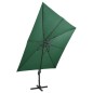 vidaXL Sombrilla voladiza con poste y luces LED verde 300 cm