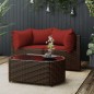vidaXL Set muebles de jardín 3 piezas y cojines ratán sintético marrón vidaXL Set muebles de jardín 3 piezas y cojines ratán sintético marrón