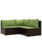 vidaXL Set muebles de jardín 3 piezas y cojines ratán sintético marrón vidaXL Set muebles de jardín 3 piezas y cojines ratán sintético marrón