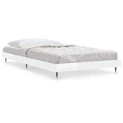 vidaXL Estructura de cama madera contrachapada blanco brillo 90x200cm