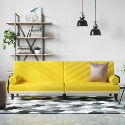 vidaXL Sofá cama con reposabrazos tela amarillo claro