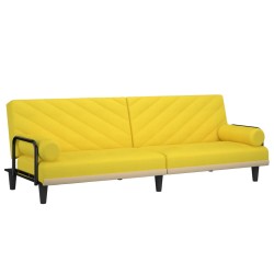 vidaXL Sofá cama con reposabrazos tela amarillo claro