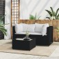 vidaXL Set de muebles de jardín 3 pzas y cojines ratán sintético negro vidaXL Set de muebles de jardín 3 pzas y cojines ratán sintético negro