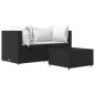 vidaXL Set de muebles de jardín 3 pzas y cojines ratán sintético negro vidaXL Set de muebles de jardín 3 pzas y cojines ratán sintético negro