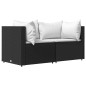 vidaXL Set de muebles de jardín 3 pzas y cojines ratán sintético negro vidaXL Set de muebles de jardín 3 pzas y cojines ratán sintético negro