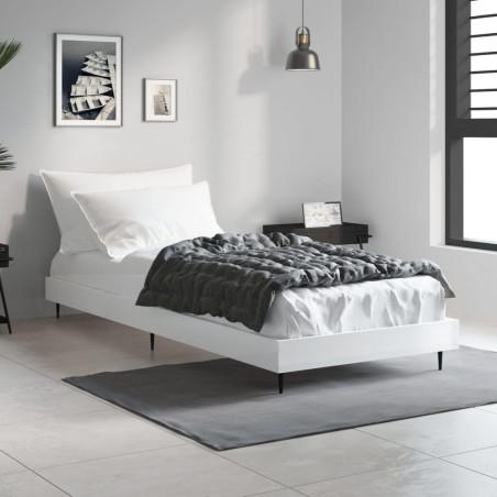 vidaXL Estructura de cama madera contrachapada blanco brillo 75x190 cm
