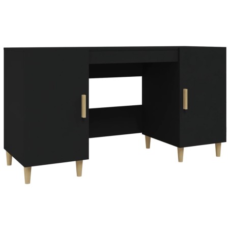 vidaXL Escritorio de madera contrachapada negro 140x50x75 cm