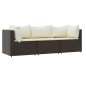 vidaXL Set muebles de jardín 3 piezas y cojines ratán sintético marrón vidaXL Set muebles de jardín 3 piezas y cojines ratán sintético marrón