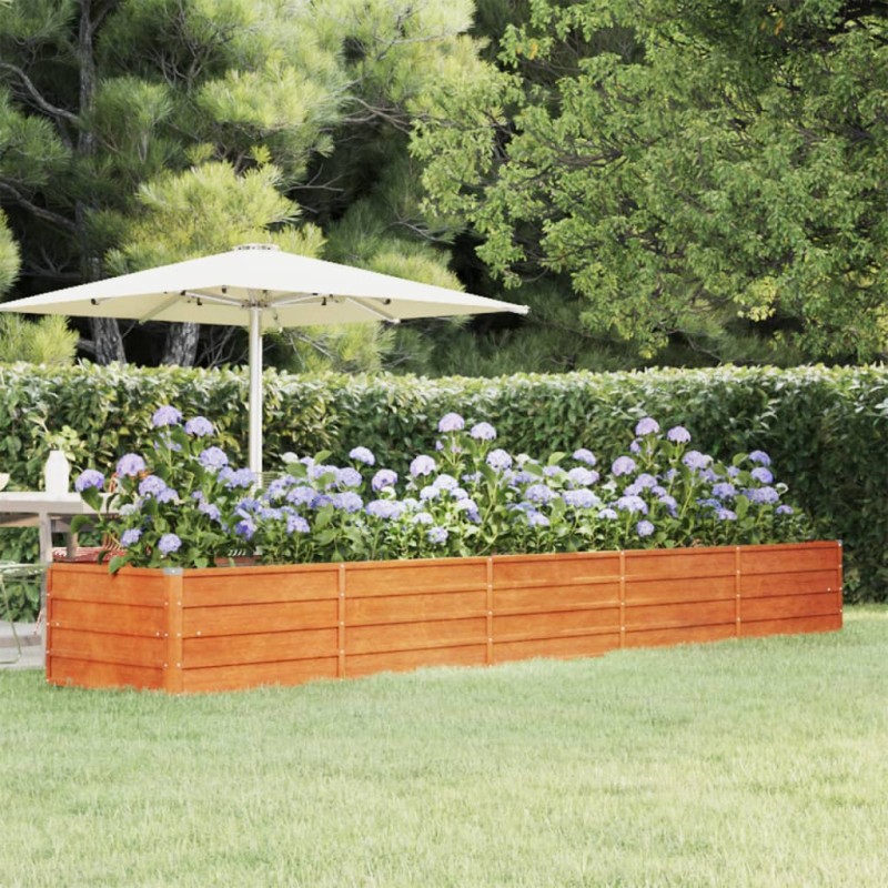 vidaXL Arriate oxidado de acero corten 400x80x45 cm