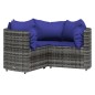vidaXL Set de muebles de jardín 4 pzas y cojines ratán sintético gris vidaXL Set de muebles de jardín 4 pzas y cojines ratán sintético gris