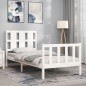 vidaXL Estructura de cama individual con cabecero madera maciza blanco vidaXL Estructura de cama individual con cabecero madera maciza blanco
