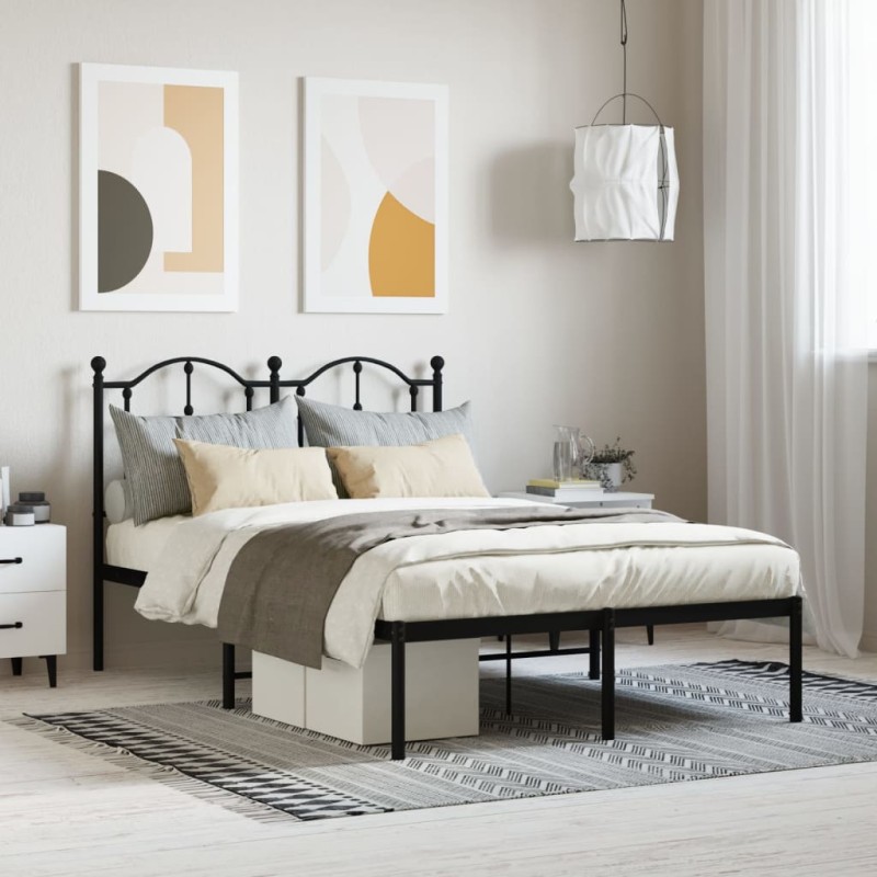 vidaXL Estructura de cama con cabecero metal negro 120x200 cm vidaXL Estructura de cama con cabecero metal negro 120x200 cm