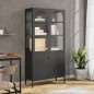 vidaXL Aparador alto vidrio y acero negro 90x40x180 cm vidaXL Aparador alto vidrio y acero negro 90x40x180 cm