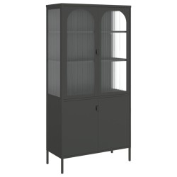 vidaXL Aparador alto vidrio y acero negro 90x40x180 cm