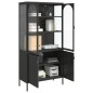vidaXL Aparador alto vidrio y acero negro 90x40x180 cm vidaXL Aparador alto vidrio y acero negro 90x40x180 cm