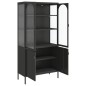 vidaXL Aparador alto vidrio y acero negro 90x40x180 cm vidaXL Aparador alto vidrio y acero negro 90x40x180 cm