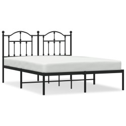 vidaXL Estructura de cama con cabecero metal negro 140x200 cm