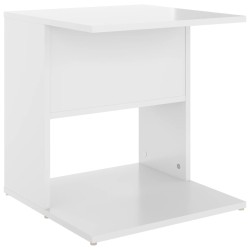 vidaXL Mesa auxiliar madera contrachapada blanco brillante 45x45x48 cm