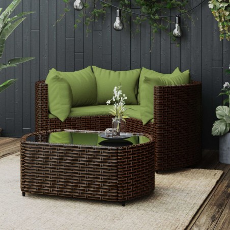 vidaXL Set muebles de jardín 4 piezas y cojines ratán sintético marrón