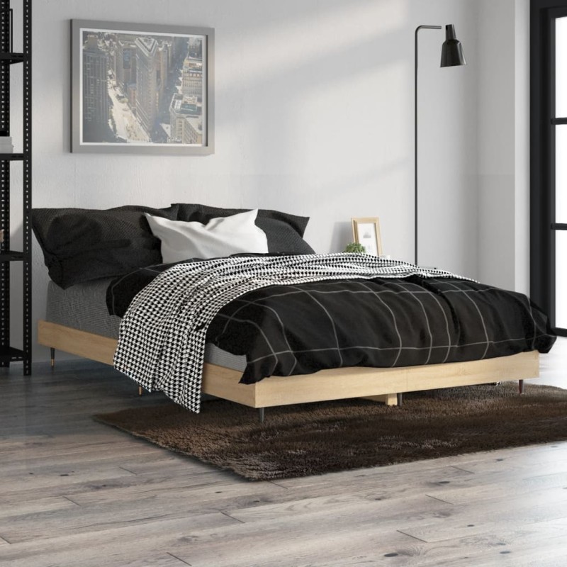 vidaXL Estructura de cama madera contrachapada roble Sonoma 120x190 cm vidaXL Estructura de cama madera contrachapada roble Sonoma 120x190 cm