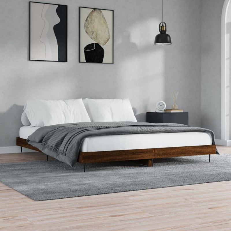 vidaXL Estructura de cama madera contrachapada marrón roble 180x200 cm vidaXL Estructura de cama madera contrachapada marrón roble 180x200 cm