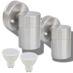 vidaXL Lámpara de pared exterior 2 uds acero inoxidable descendente