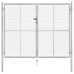 vidaXL Puerta de jardín de acero galvanizado plateado 306x250 cm