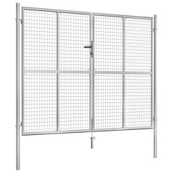 vidaXL Puerta de jardín de acero galvanizado plateado 306x250 cm