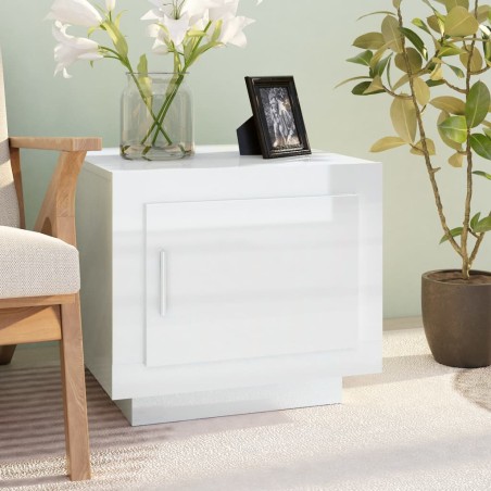 vidaXL Mesa de centro madera contrachapada blanco brillo 51x50x45 cm